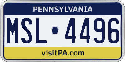 PA license plate MSL4496