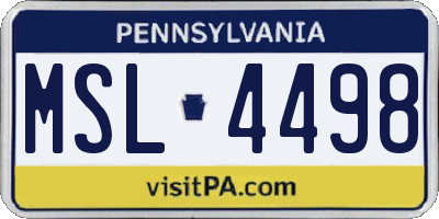 PA license plate MSL4498