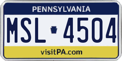 PA license plate MSL4504