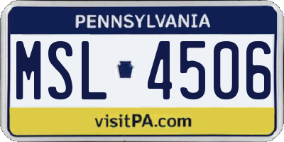 PA license plate MSL4506