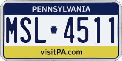 PA license plate MSL4511