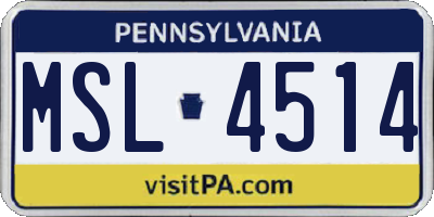 PA license plate MSL4514