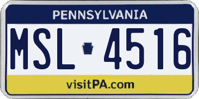 PA license plate MSL4516