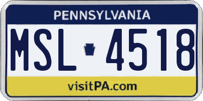 PA license plate MSL4518