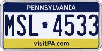 PA license plate MSL4533