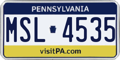 PA license plate MSL4535