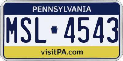 PA license plate MSL4543