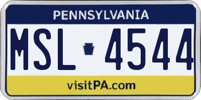 PA license plate MSL4544