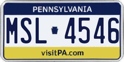 PA license plate MSL4546