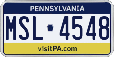 PA license plate MSL4548