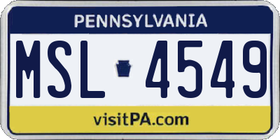 PA license plate MSL4549