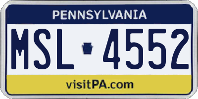 PA license plate MSL4552