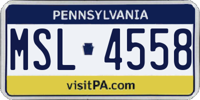 PA license plate MSL4558