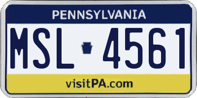 PA license plate MSL4561