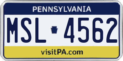 PA license plate MSL4562