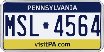 PA license plate MSL4564