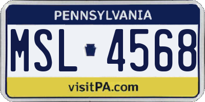 PA license plate MSL4568