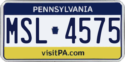 PA license plate MSL4575