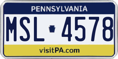 PA license plate MSL4578