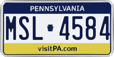 PA license plate MSL4584