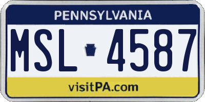 PA license plate MSL4587