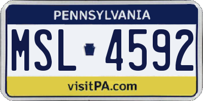 PA license plate MSL4592