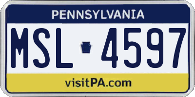 PA license plate MSL4597