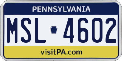 PA license plate MSL4602
