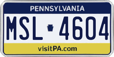 PA license plate MSL4604