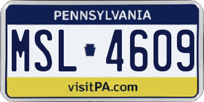PA license plate MSL4609