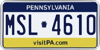 PA license plate MSL4610