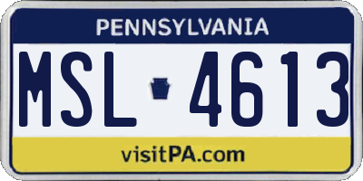 PA license plate MSL4613