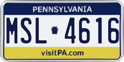 PA license plate MSL4616