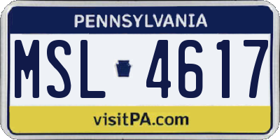 PA license plate MSL4617