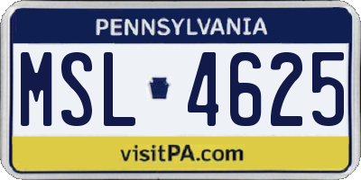 PA license plate MSL4625