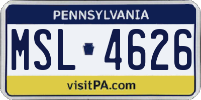 PA license plate MSL4626