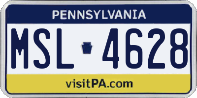 PA license plate MSL4628