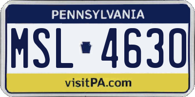 PA license plate MSL4630