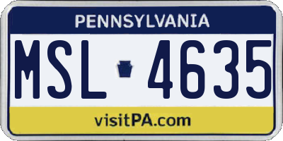 PA license plate MSL4635