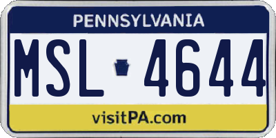 PA license plate MSL4644