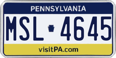 PA license plate MSL4645