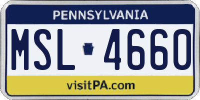 PA license plate MSL4660