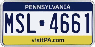 PA license plate MSL4661