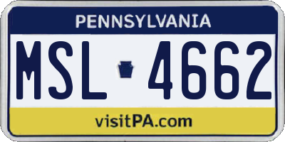 PA license plate MSL4662