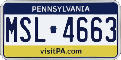 PA license plate MSL4663