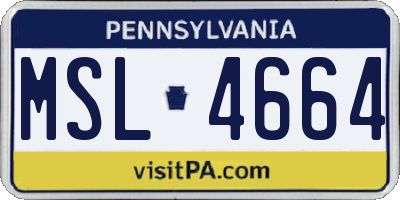PA license plate MSL4664
