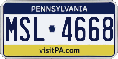 PA license plate MSL4668