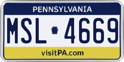 PA license plate MSL4669