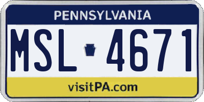 PA license plate MSL4671