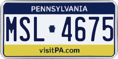 PA license plate MSL4675